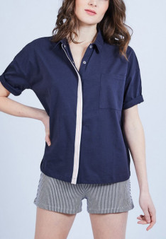 Chemise ample en coton - Myosotis 6440 marine - 05 bleu marine