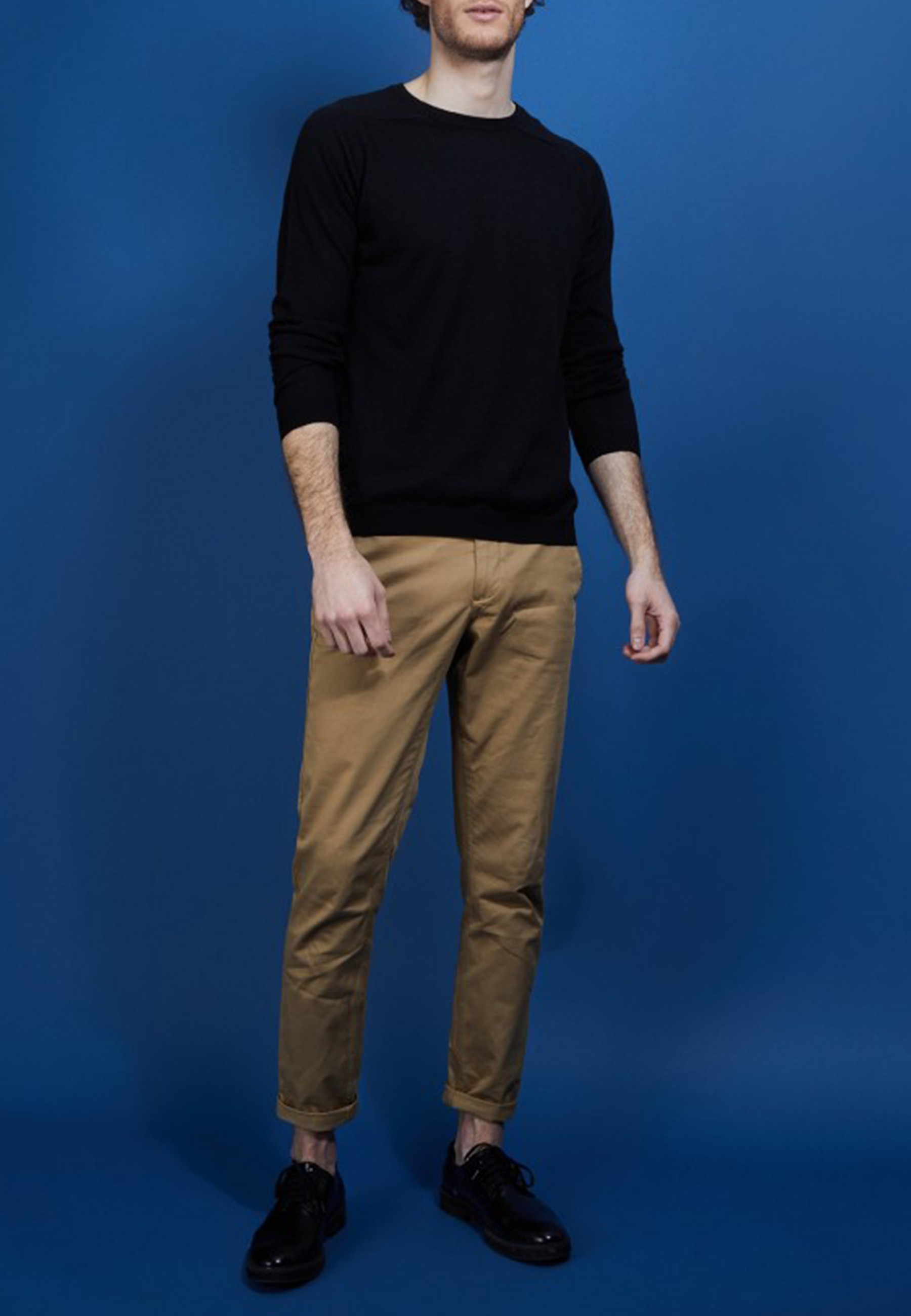 Pull col rond en cachemire et lin - Bandit 6840 marine - 05 Bleu marine