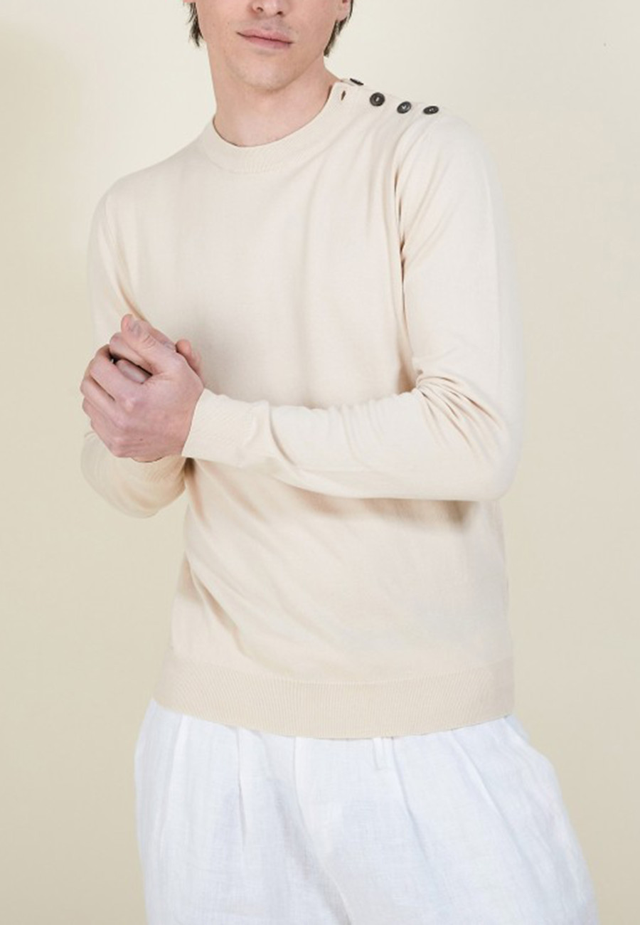 Cotton button shoulder sweater - Bonze