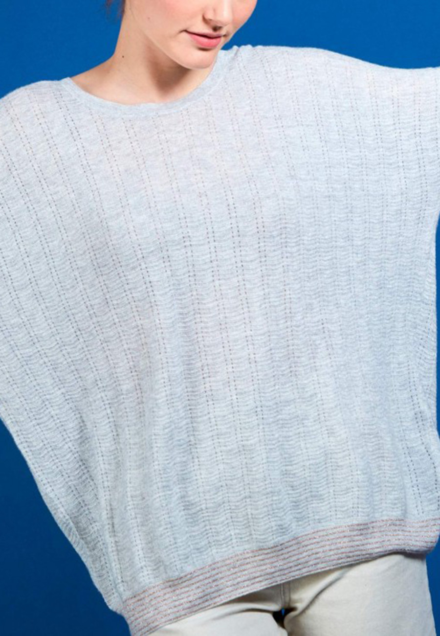 Suéter de cashmere e linho com gola redonda - Ambre