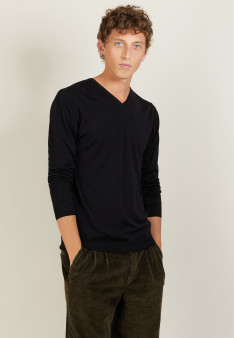 V-neck sweater in wool and silk - Basil