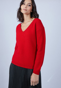 Pull col V pour femme Soizic 6681 rouge - 52 rouge