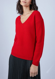 Pull col V pour femme Soizic 6681 rouge - 52 rouge