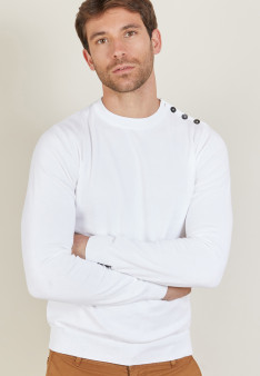 Cotton button shoulder sweater - Bonze