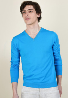 BOUDA PULL COL V EN COTON NATUREL