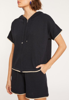 Short sleeve brushed cotton zip-up sweatshirt - Mackenzie