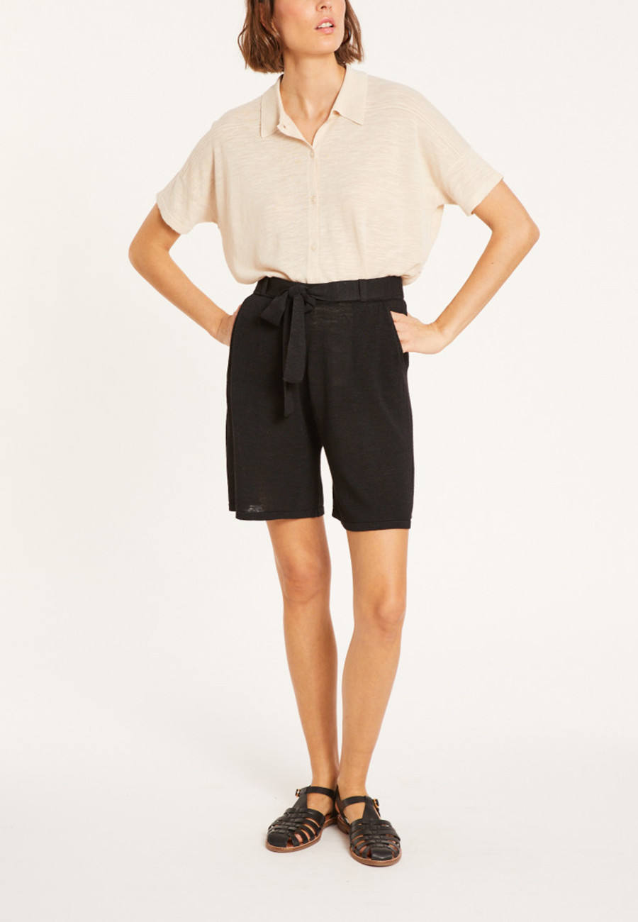 Fluid shorts in flamed linen - Maceo