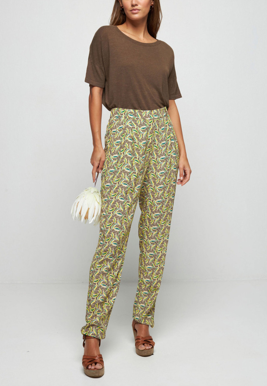 Calça estampada em trama e urdume de viscose - Septime