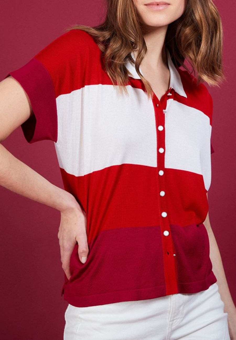 Blusa tricolor de seda natural - Alyzée