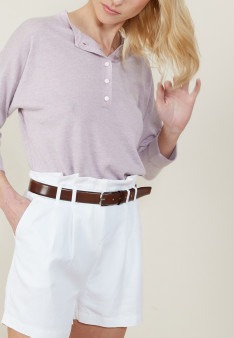 Pull col boutonné en lin cachemire - Naza