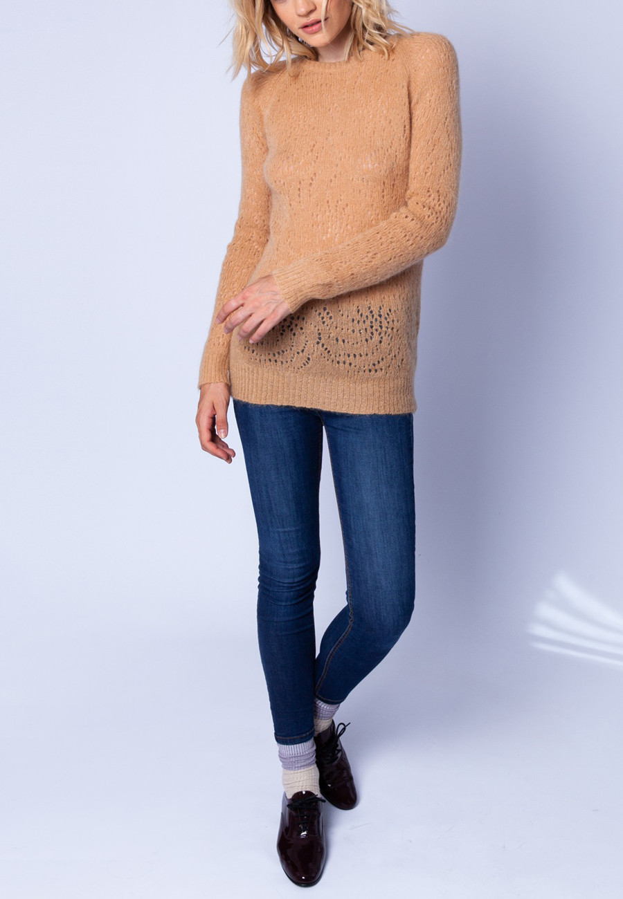 Long hemstitched jumper made of mohair - Emelin