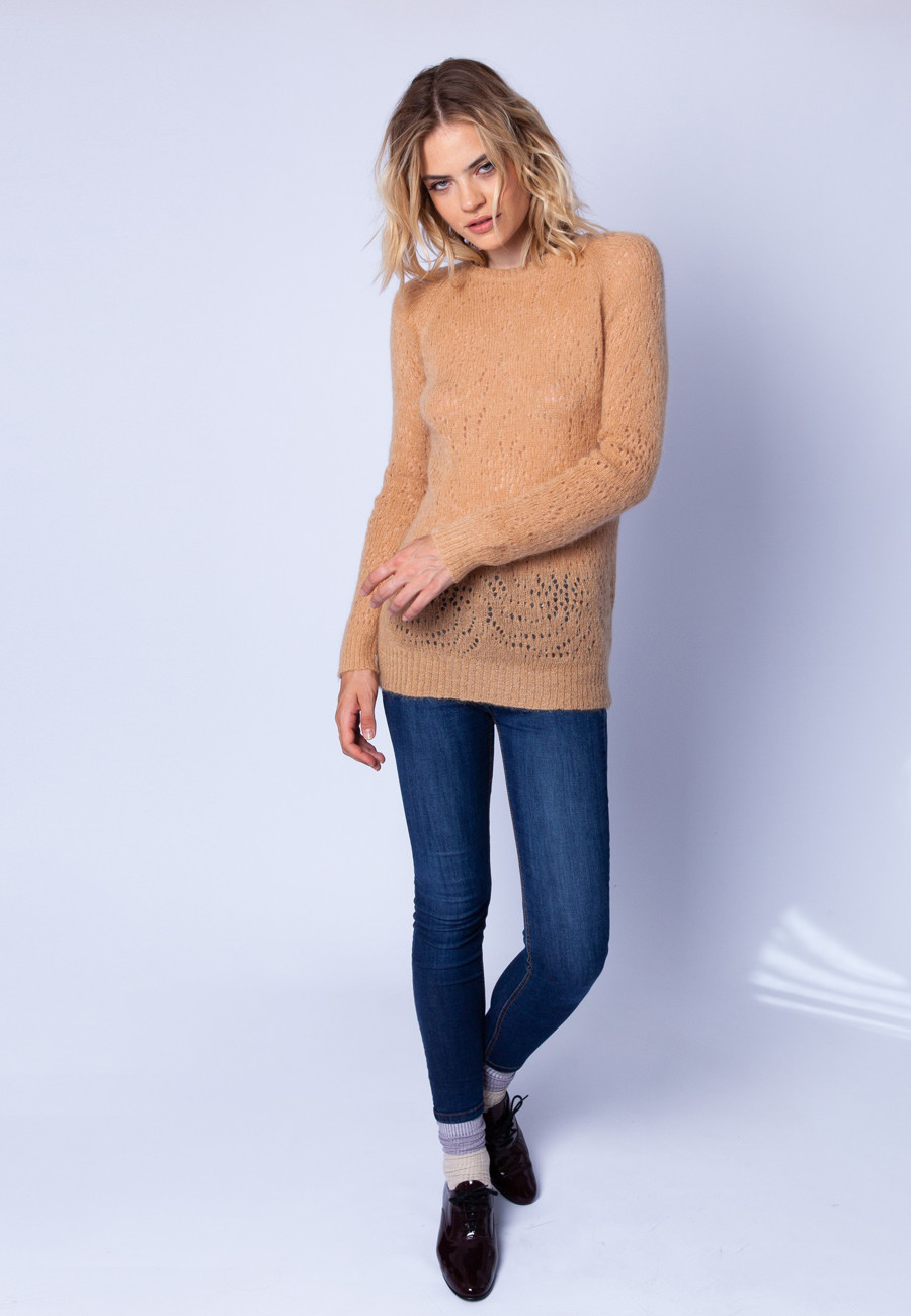 Long hemstitched jumper made of mohair - Emelin