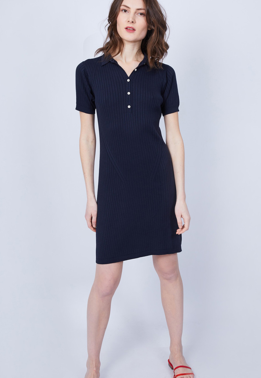 Cotton dress with polo collar - JACEE