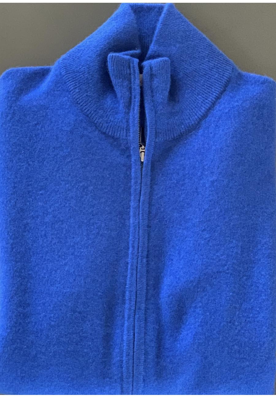 Cardigan de cashmere com zíper e dois fios, sem bolsos - Marc Antoine