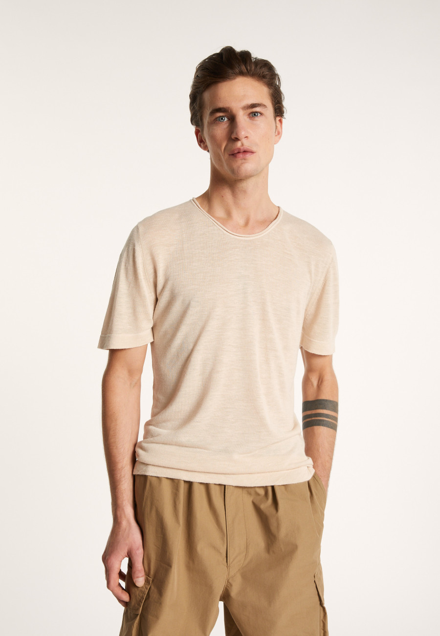 Flamed linen round neck T-shirt - Renaud