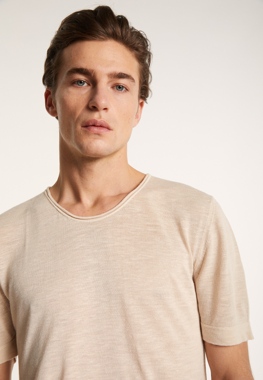 Camiseta gola redonda em linho flamejado - Renaud