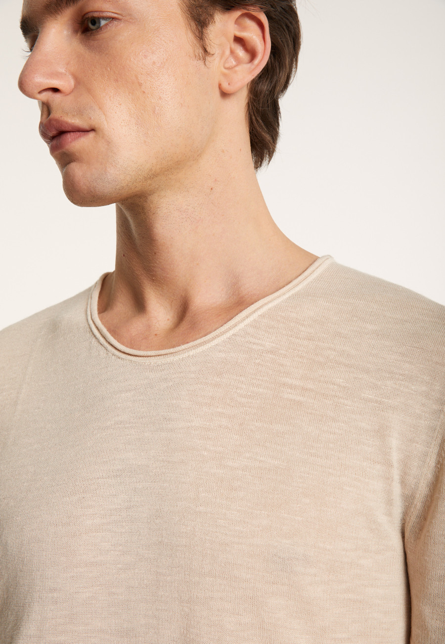 Flamed linen round neck T-shirt - Renaud