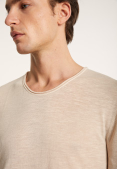 T-shirt col rond en lin flammé - Boséa 6851 maquis - 83 Kaki