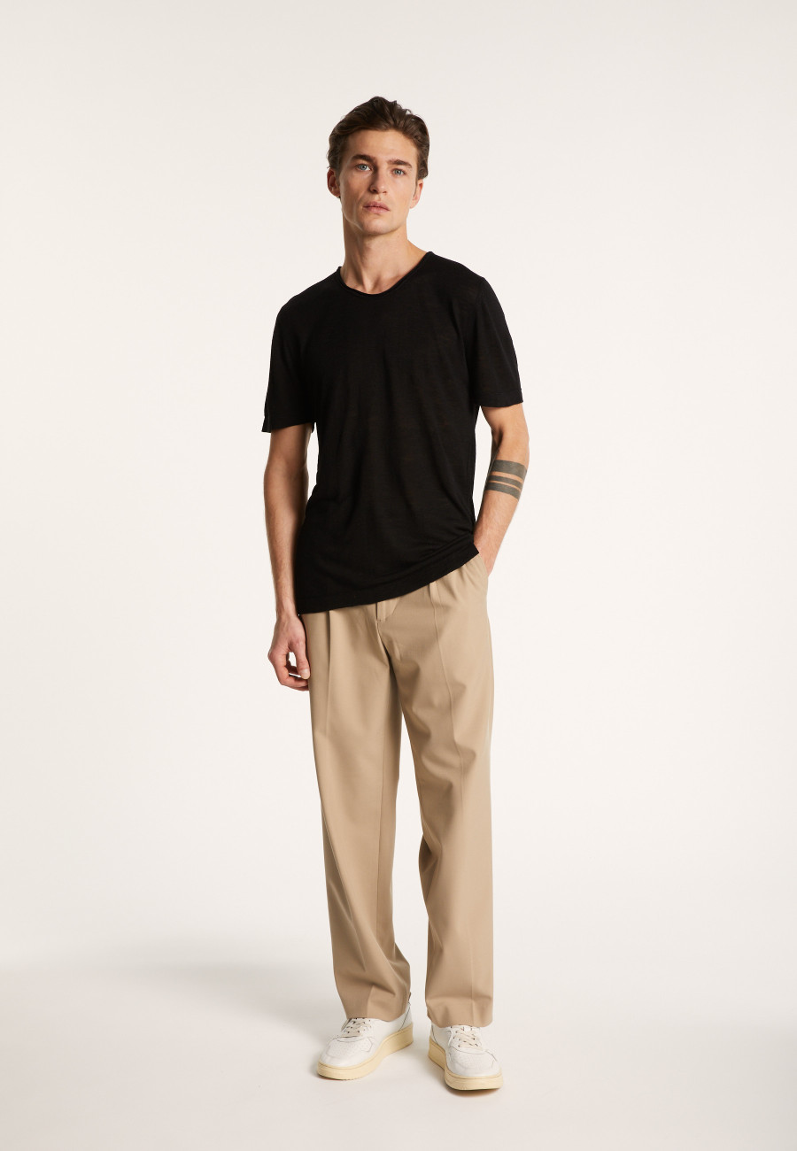 Flamed linen round neck T-shirt - Renaud