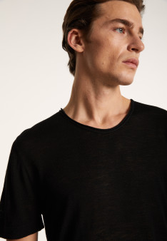 T-shirt col rond en lin flammé - Boséa 6851 maquis - 83 Kaki