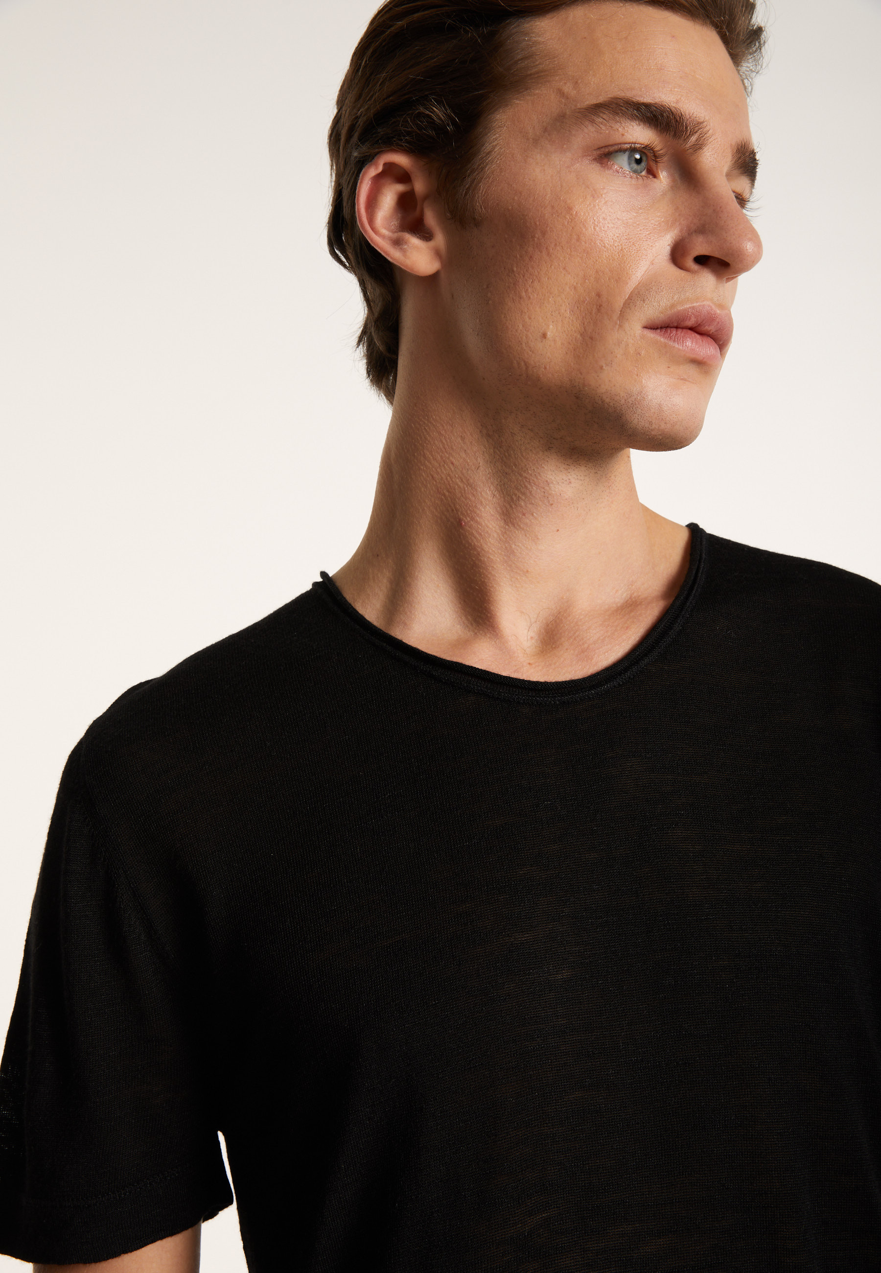 T-shirt col rond en lin flammé - Boséa 6851 maquis - 83 Kaki