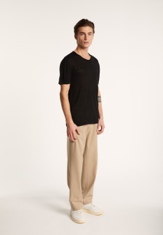 T-shirt col rond en lin flammé - Boséa 6851 maquis - 83 Kaki