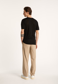 T-shirt col rond en lin flammé - Boséa 6851 maquis - 83 Kaki