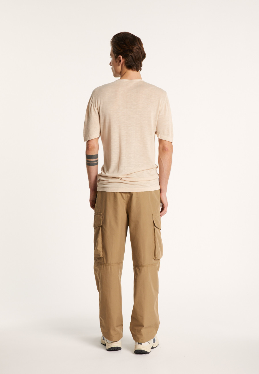 V-neck t-shirt in flamed linen - Reuben