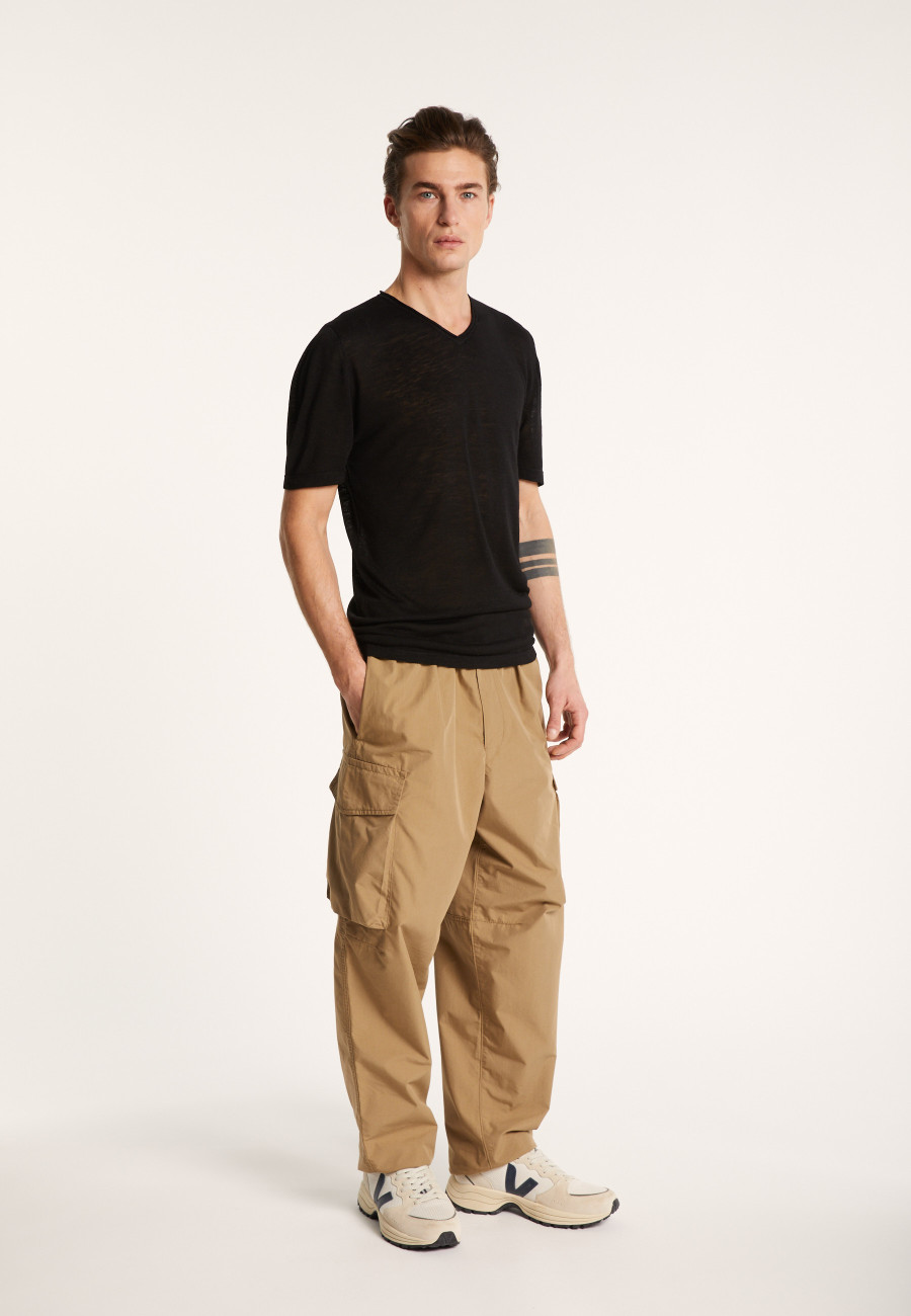 V-neck t-shirt in flamed linen - Reuben