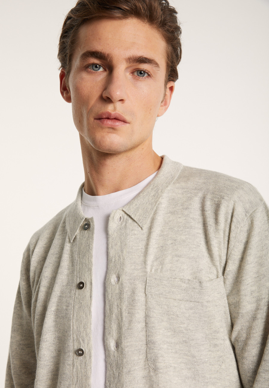 Camisa de linho e cashmere de manga comprida - Bazar