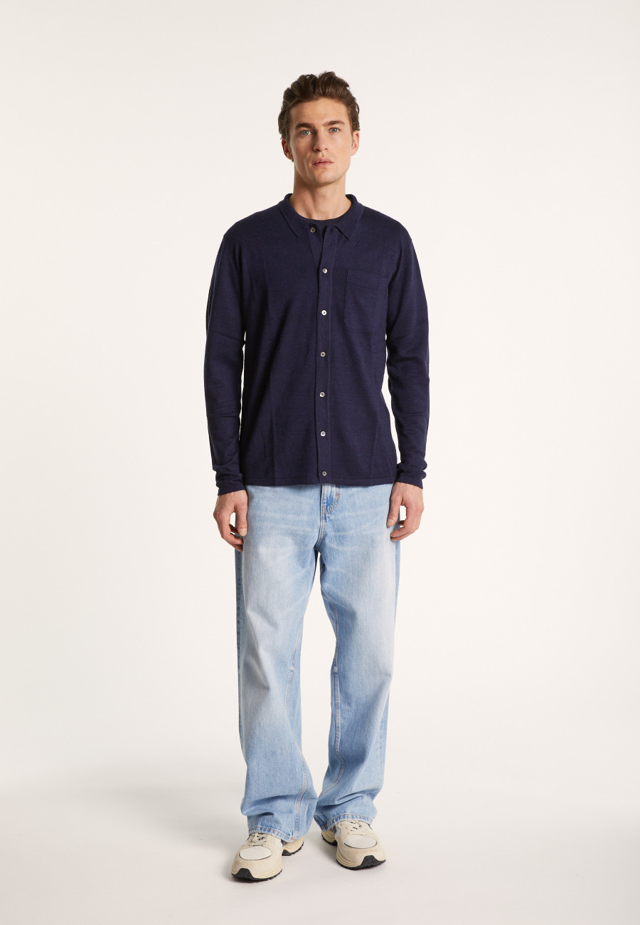 Camisa de linho e cashmere de manga comprida - Bazar