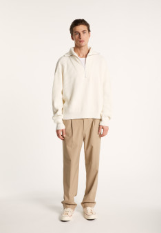 Pull col camionneur en gros coton bio - Bill 7200 blanc - 02 Blanc