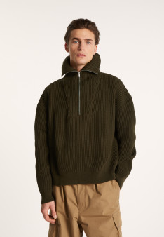 Pull col camionneur en gros coton bio - Bill 7200 blanc - 02 Blanc