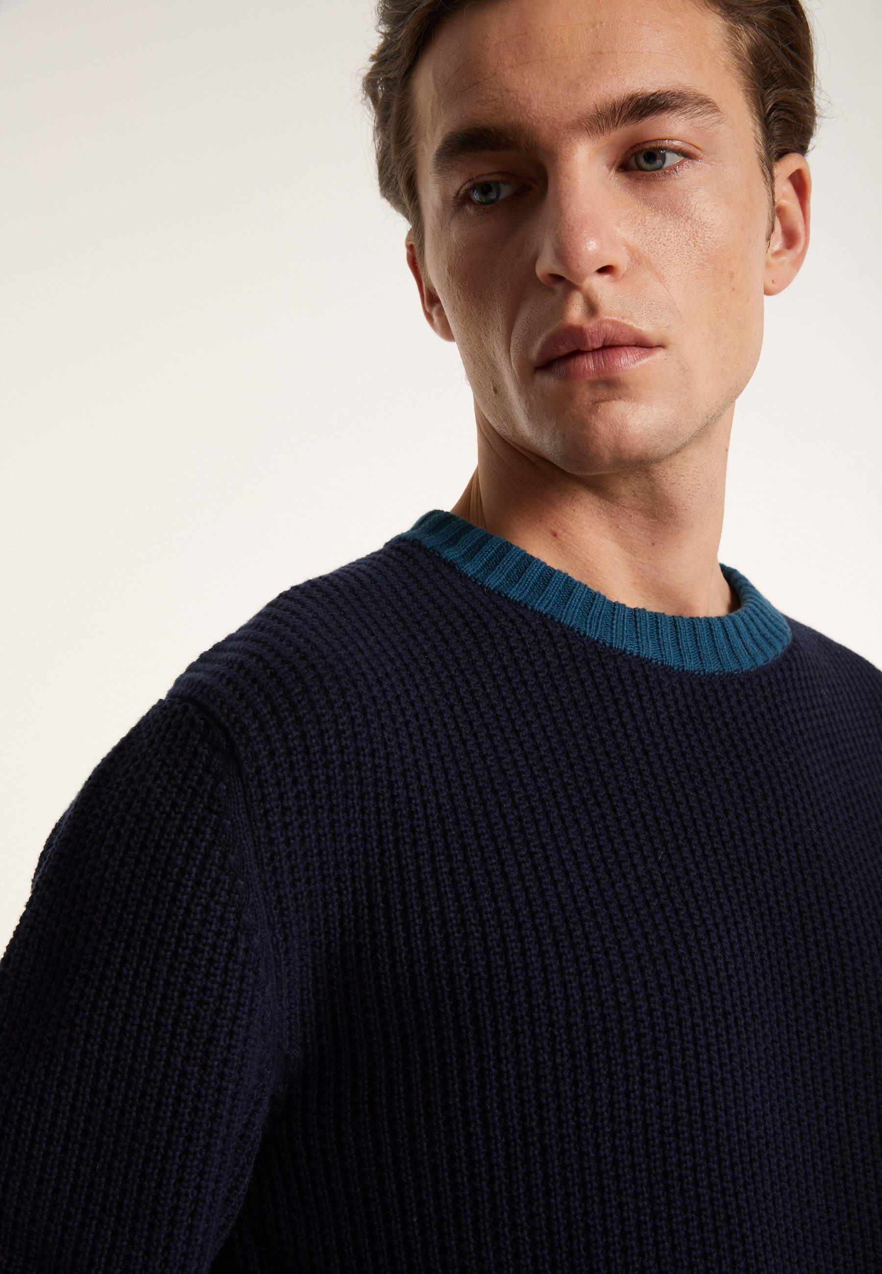 Two-tone sweater in large organic cotton - Pacome