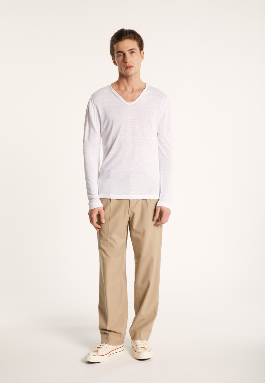 Slub linen T-shirt with Tunisian collar - Blayne