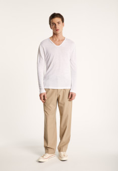 Slub linen T-shirt with Tunisian collar - Blayne