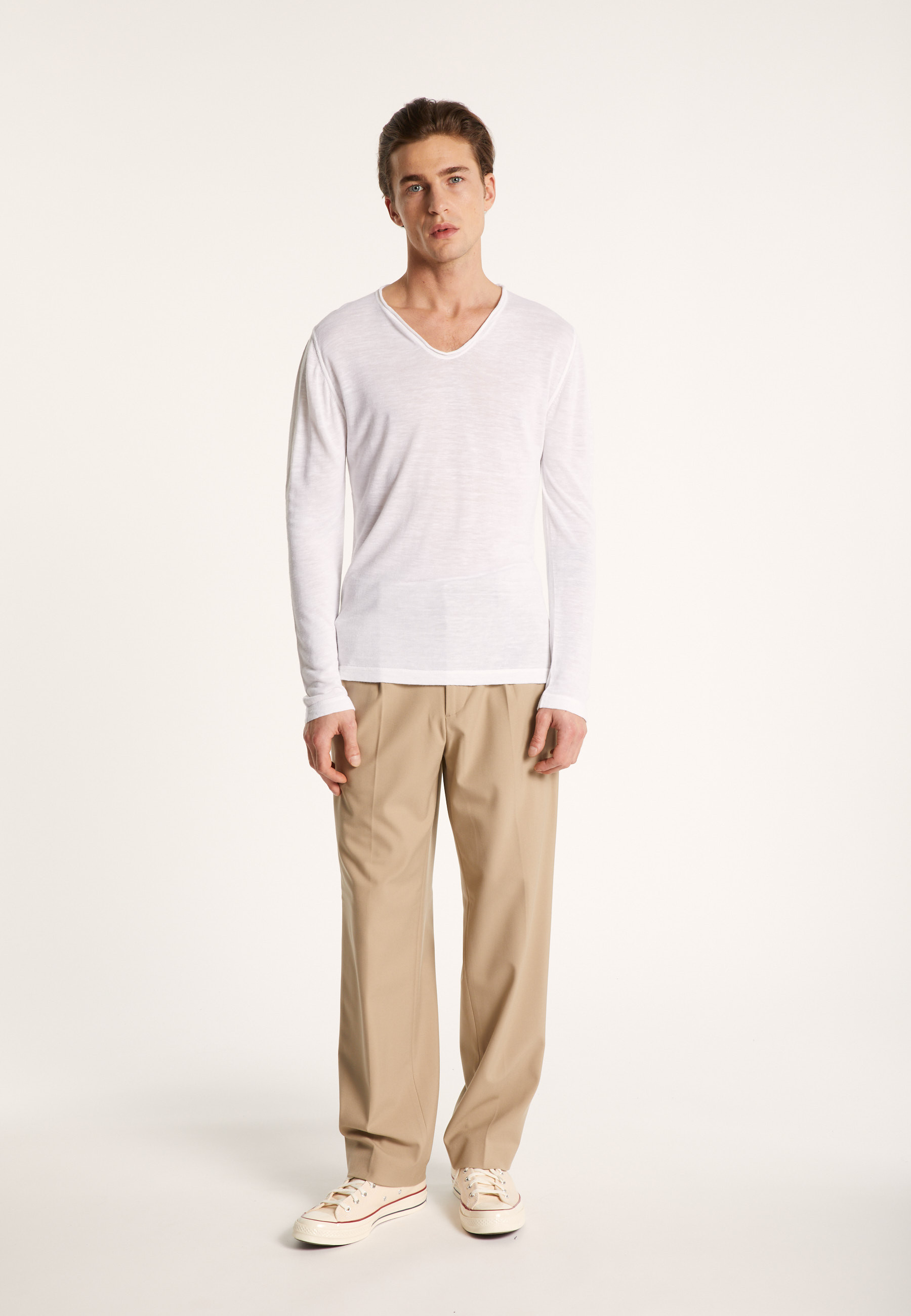 Slub linen T-shirt with Tunisian collar - Blayne