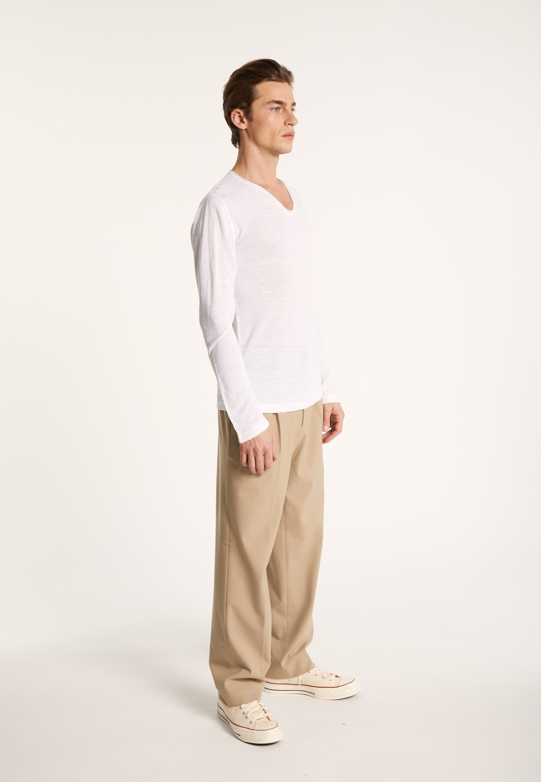 Slub linen T-shirt with Tunisian collar - Blayne