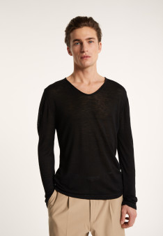 T-shirt col tunisien en lin flammé - Blayne 7230 epice - 46 Marron clair