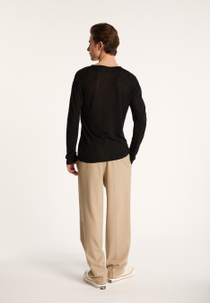 Slub linen T-shirt with Tunisian collar - Blayne