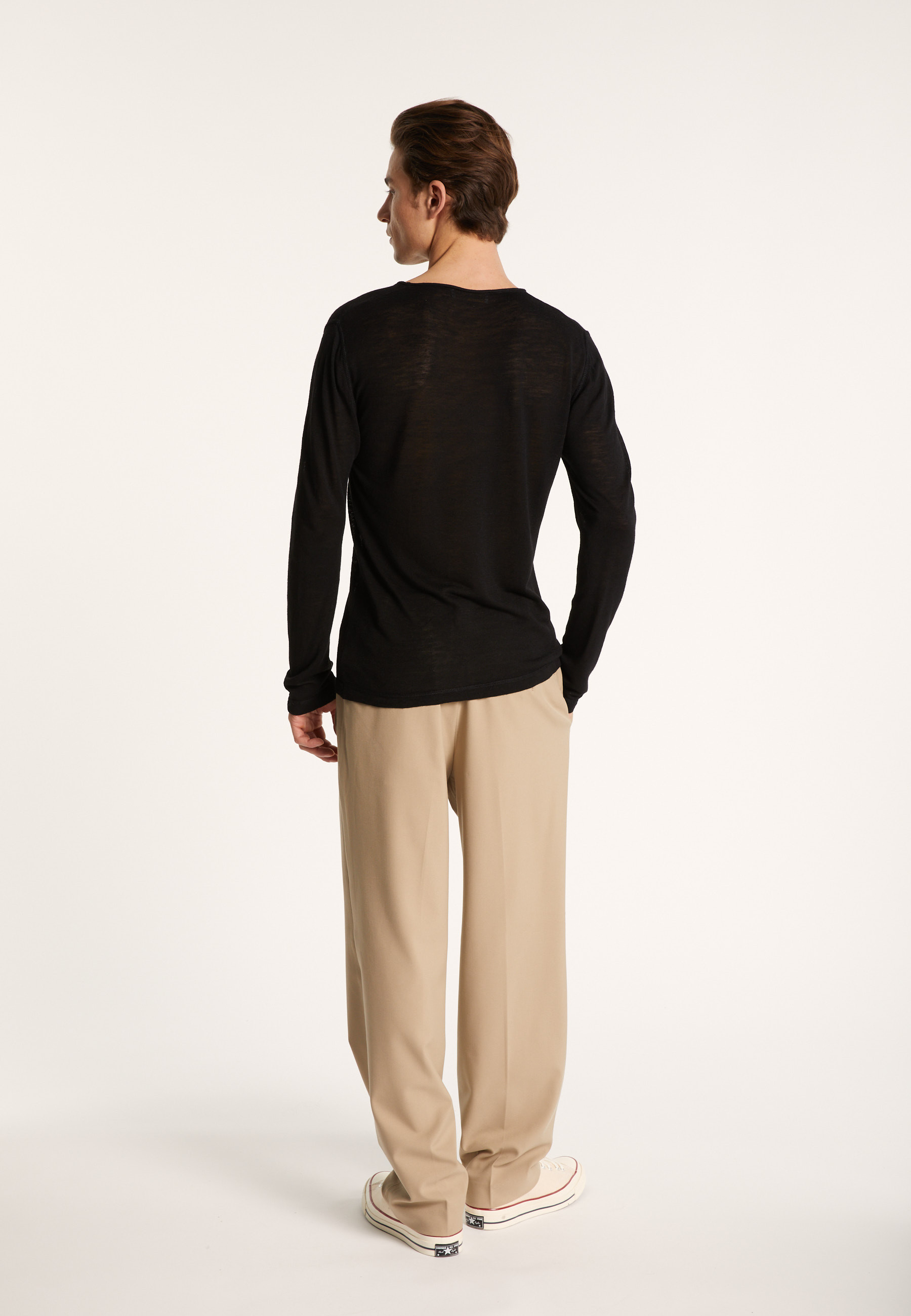 Slub linen T-shirt with Tunisian collar - Blayne