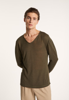 Slub linen T-shirt with Tunisian collar - Blayne