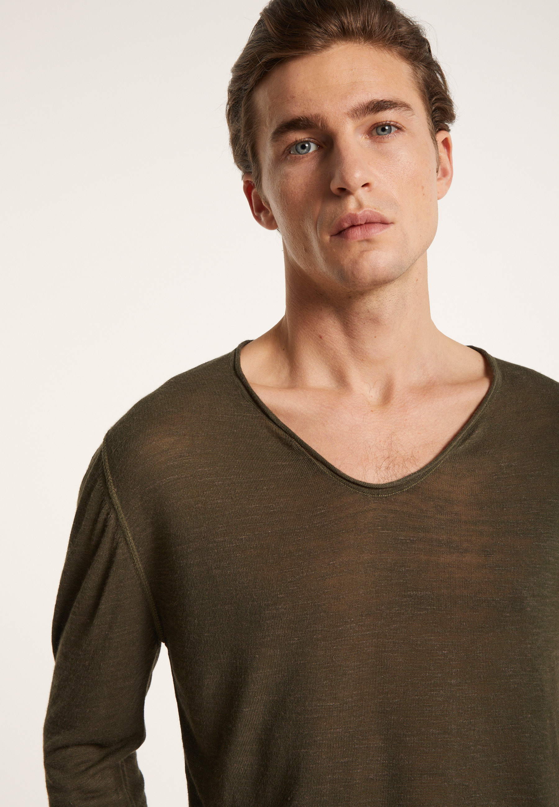 Slub linen T-shirt with Tunisian collar - Blayne