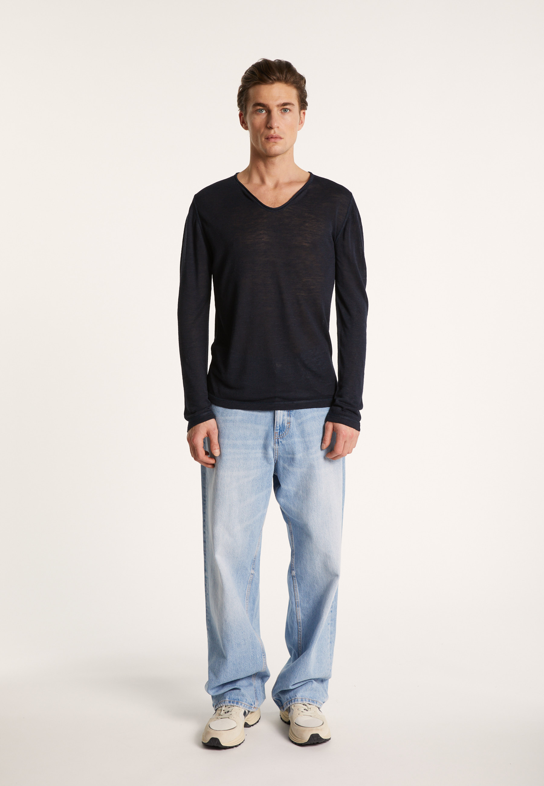 Slub linen T-shirt with Tunisian collar - Blayne