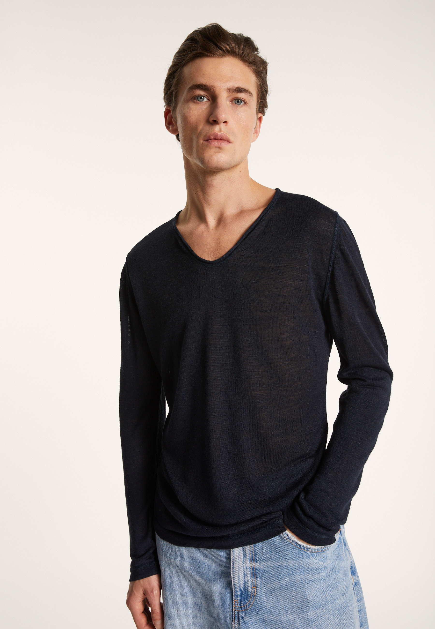 T-shirt col tunisien en lin flammé - Blayne 7230 epice - 46 Marron clair