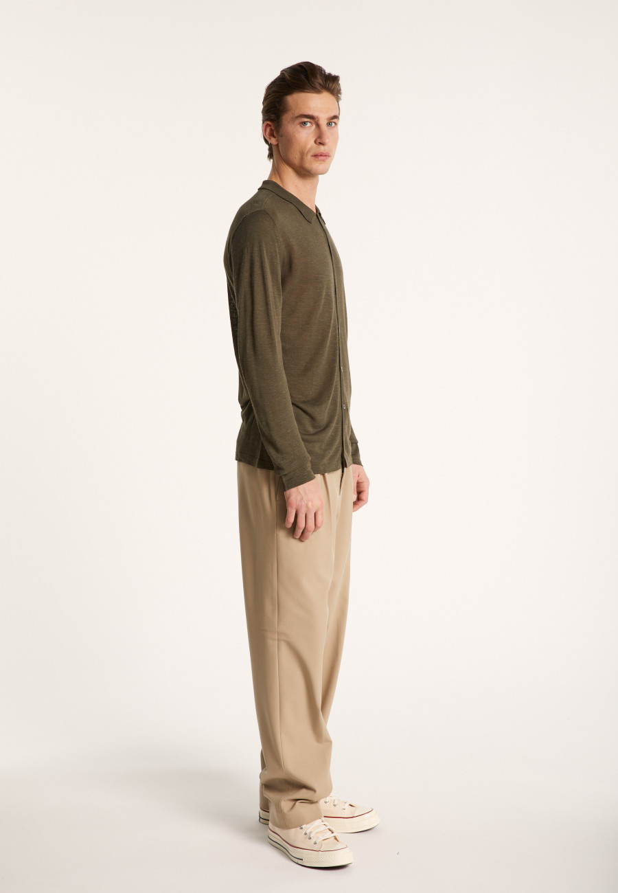 Slub linen button-down shirt - Blason