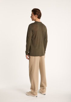 Chemise boutonné en lin flammé - Blason 7241 corsaire - 06 Bleu moyen