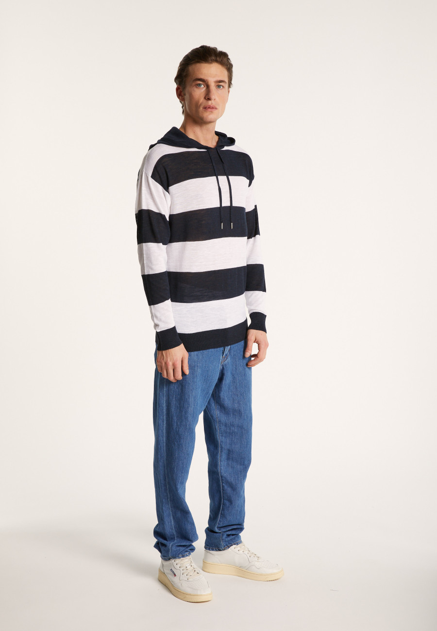 Two-tone hoodie in slub linen - Philip