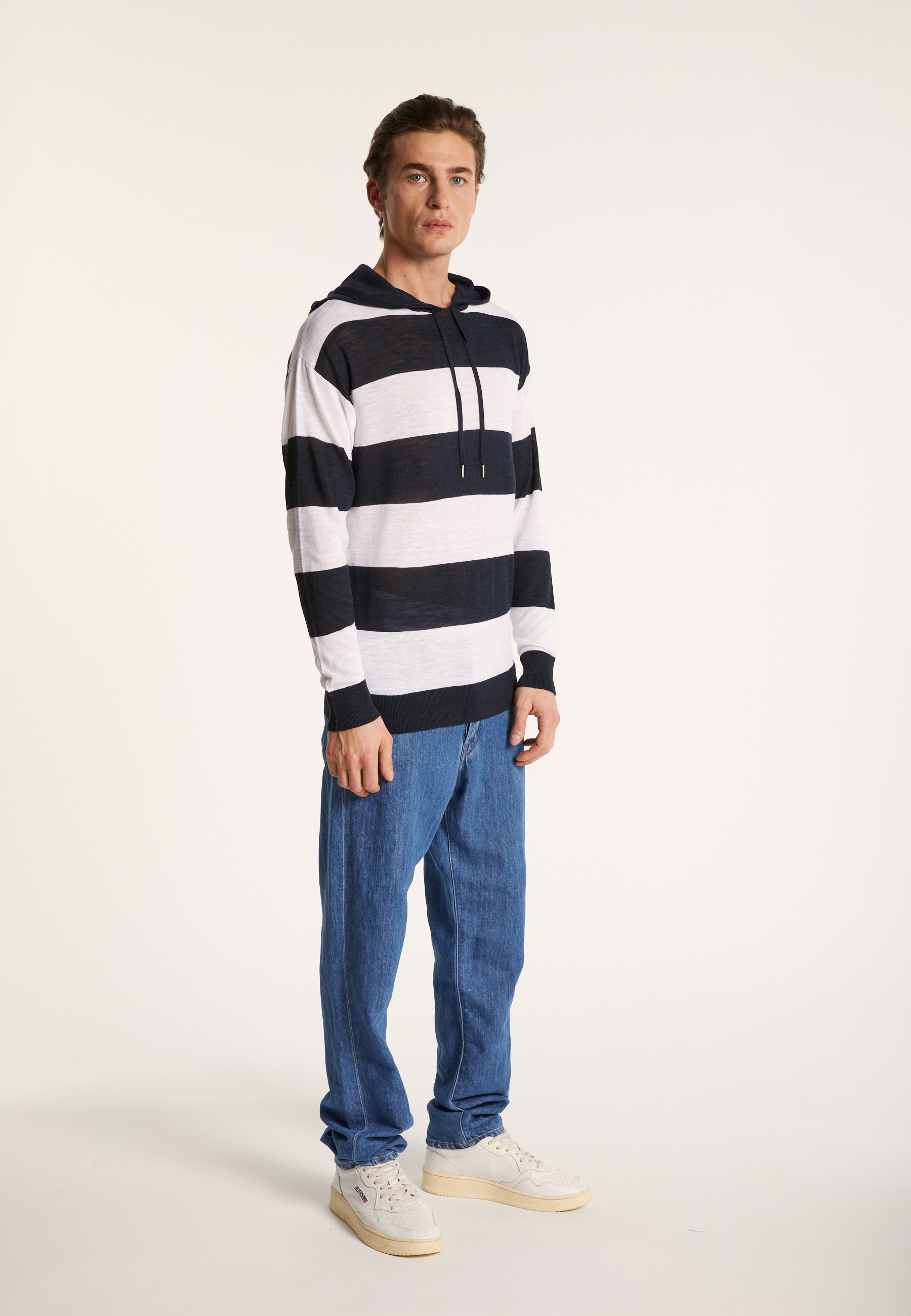 Two-tone hoodie in slub linen - Philip