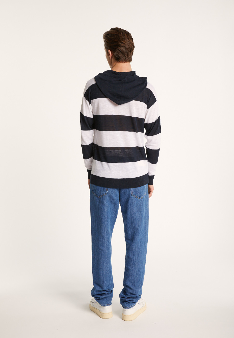 Two-tone hoodie in slub linen - Philip